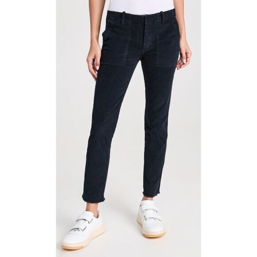Nili Lotan pants size 6 Jenna cropped cotton-blend corduroy slim-leg Navy New